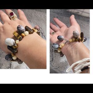 Vintage chunky bracelet natural stone sterling